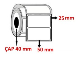 Kuşe 50 mm x 25 mm Barkod Etiketi ÇAP 40 mm ( 6 Rulo ) 10.500 ADET