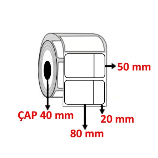 Eko Termal 100 mm x 50 mm ( 80+20 ) Barkod Etiketi ÇAP 40 mm ( 6 Rulo ) 6.000 ADET
