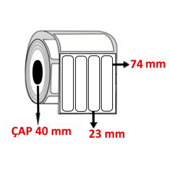 Eko Termal 23 mm x 74 mm YY4 LÜ  Barkod Etiketi ÇAP 40 mm ( 6 Rulo ) 9.000 ADET