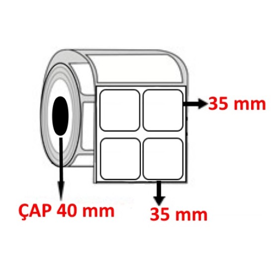 Eko Termal 35 mm x 35 mm YY2 Lİ Barkod Etiketi ÇAP 40 mm ( 6 Rulo ) 18.000 ADET