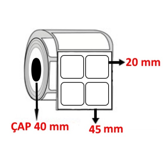 Eko Termal 45 mm x 20 mm YY2 Lİ Barkod Etiketi ÇAP 40 mm ( 6 Rulo ) 24.000 ADET