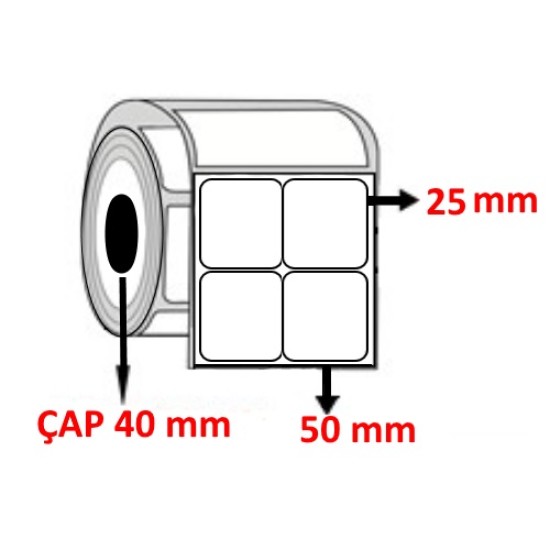 Eko Termal 50 mm x 25 mm YY2 Lİ Barkod Etiketi ÇAP 40 mm ( 6 Rulo ) 18.000 ADET