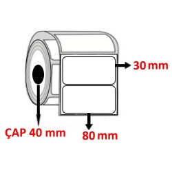 Eko Termal 80 mm x 30 mm Barkod Etiketi ÇAP 40 mm ( 6 Rulo ) 9.000 ADET