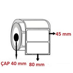 Kuşe 80 mm x 45 mm Barkod Etiketi ÇAP 40 mm ( 6 Rulo ) 6.000 ADET