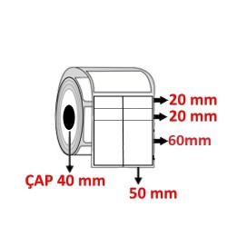 Kuşe 100 mm x 100 mm ( 50/20+20+60 ) YY2 li Barkod Etiketi ÇAP 40 mm ( 6 Rulo ) 3.000 ADET