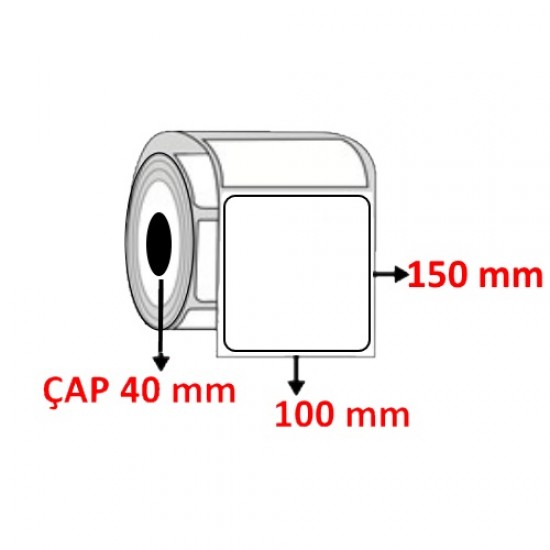 Kuşe 100 mm x 150 mm Barkod Etiketi ÇAP 40 mm ( 6 Rulo ) 2.400 ADET