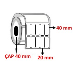 Kuşe 20 mm x 40 mm YY5 LI  Barkod Etiketi ÇAP 40 mm ( 6 Rulo ) 30.000 ADET