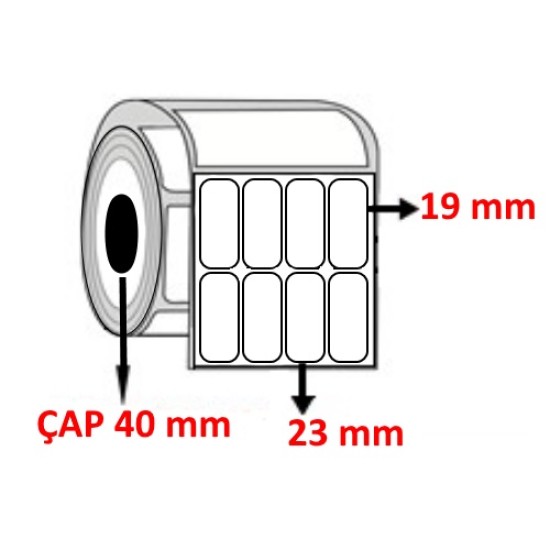 Kuşe 23 mm x 19 mm YY4 LÜ  Barkod Etiketi ÇAP 40 mm ( 6 Rulo ) 10.800 ADET