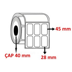 Kuşe 28 mm x 45 mm YY3 LÜ Barkod Etiketi ÇAP 40 mm ( 6 Rulo ) 18.000 ADET