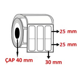 Kuşe 30 mm x 50 (25+25) mm YY3 LÜ Barkod Etiketi ÇAP 40 mm ( 6 Rulo ) 18.000 ADET