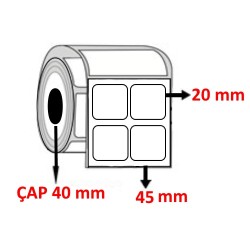 Kuşe 45 mm x 20 mm YY2 Lİ  Barkod Etiketi ÇAP 40 mm ( 6 Rulo ) 24.000 ADET