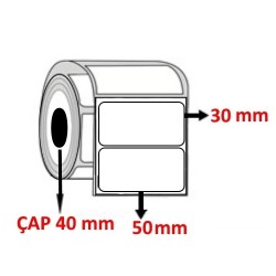 Kuşe 50 mm x 30 mm Barkod Etiketi ÇAP 40 mm ( 6 Rulo ) 12.000 ADET