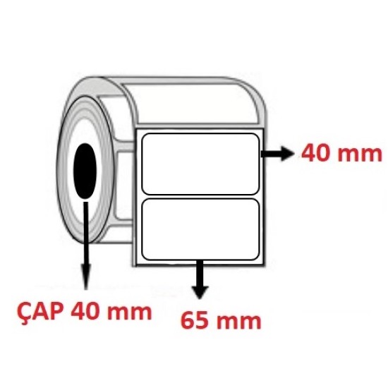Kuşe 65 mm x 40 mm Barkod Etiketi ÇAP 40 mm ( 6 Rulo ) 6.000 ADET