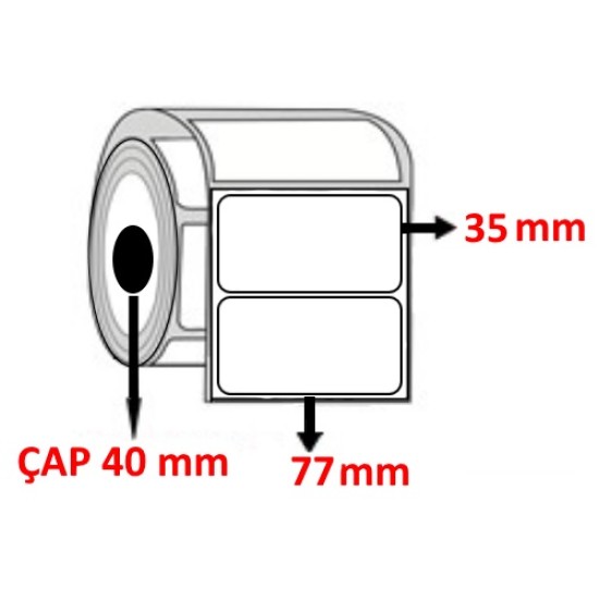 Kuşe 77 mm x 35 mm Barkod Etiketi ÇAP 40 mm ( 6 Rulo ) 9.000 ADET