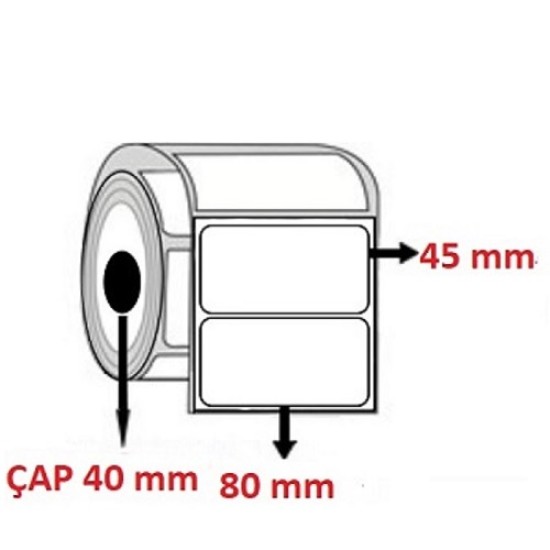 Kuşe 80 mm x 45 mm Barkod Etiketi ÇAP 40 mm ( 6 Rulo ) 6.000 ADET