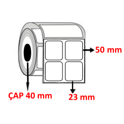 Lamine Termal 23 mm x 50 mm YY2 Lİ  Barkod Etiketi ÇAP 40 mm ( 6 Rulo ) 21.000  ADET