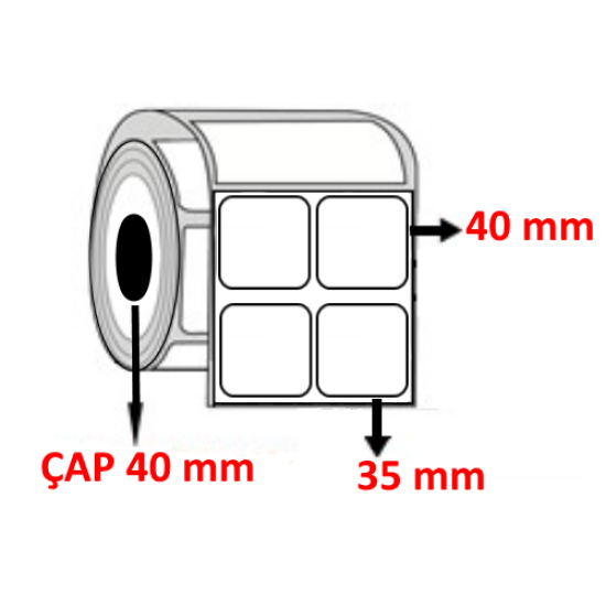 Lamine Termal 35 mm x 40 mm YY2 Lİ  Barkod Etiketi ÇAP 40 mm ( 6 Rulo ) 18.000 ADET