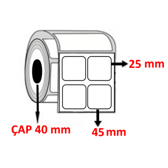 Lamine Termal 45 mm x 25 mm YY2 Lİ Barkod Etiketi ÇAP 40 mm ( 6 Rulo ) 18.000 ADET