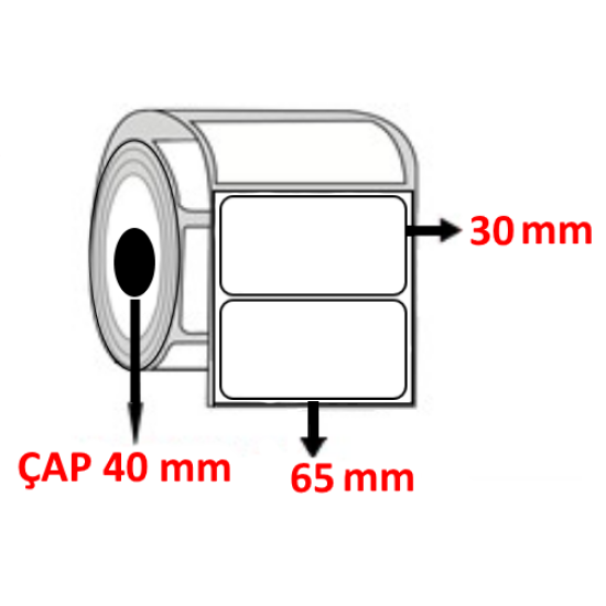 Lamine Termal 65 mm x 30 mm Barkod Etiketi ÇAP 40 mm ( 6 Rulo ) 10.500 ADET