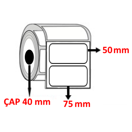 Lamine Termal 75 mm x 50 mm Barkod Etiketi ÇAP 40 mm ( 6 Rulo ) 6.000  ADET