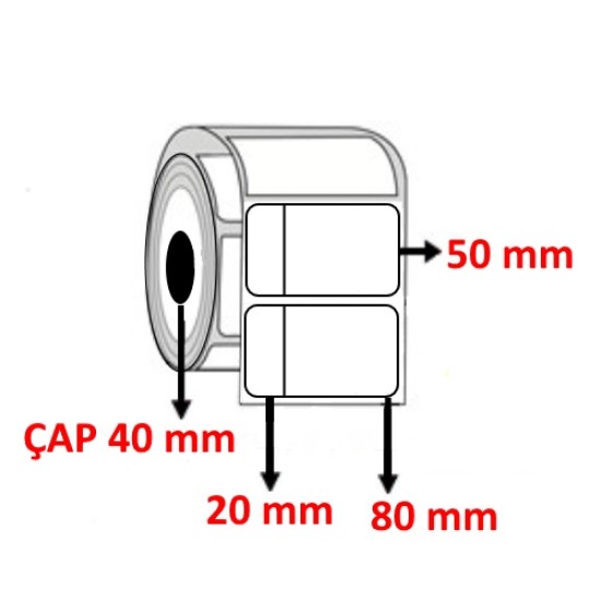PP OPAK 100 mm x 50 mm ( 20+80 ) Barkod Etiketi ÇAP 40 mm ( 6 Rulo ) 6.000 ADET