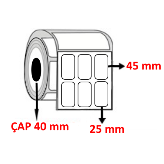 PP OPAK 25 mm x 45 mm YY3 LÜ Barkod Etiketi ÇAP 40 mm ( 6 Rulo ) 18.000 ADET