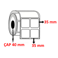 PP OPAK 35 mm x 35 mm YY2 Lİ Barkod Etiketi ÇAP 40 mm ( 6 Rulo ) 18.000 ADET