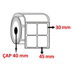 PP OPAK 45 mm x 30 mm YY2 Lİ Barkod Etiketi ÇAP 40 mm ( 6 Rulo ) 18.000 ADET