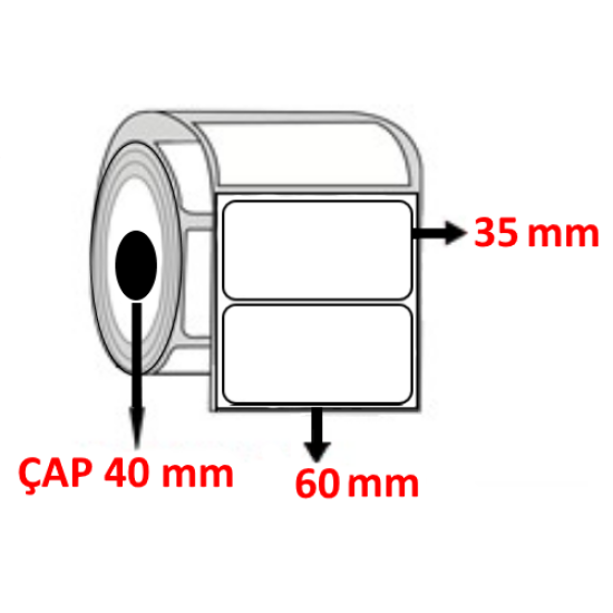 PP OPAK 60 mm x 35 mm Barkod Etiketi ÇAP 40 mm ( 6 Rulo ) 9.000 ADET
