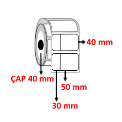 PP OPAK 80 mm x 40 mm ( 30/50 ) Barkod Etiketi ÇAP 40 mm ( 6 Rulo ) 6.000 ADET