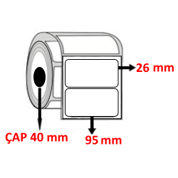 PP OPAK 95 mm x 26 mm Barkod Etiketi ÇAP 40 mm ( 6 Rulo ) 12.000 ADET