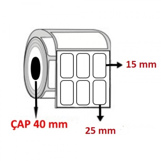 Silver Mat 25 mm x 15 mm YY3 LÜ Barkod Etiketi ÇAP 40 mm ( 6 Rulo ) 25.200 ADET
