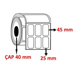 Silver Mat 25 mm x 45 mm YY3 LÜ Barkod Etiketi ÇAP 40 mm ( 6 Rulo ) 18.000 ADET