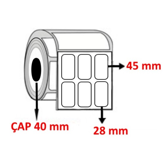 Silver Mat 28 mm x 45 mm YY3 LÜ Barkod Etiketi ÇAP 40 mm ( 6 Rulo ) 18.000 ADET