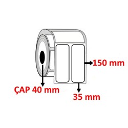 Silver Mat 35 mm x 150 mm YY2 Lİ Barkod Etiketi ÇAP 40 mm ( 6 Rulo ) 4.800 ADET