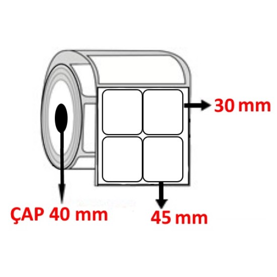 Silver Mat 45 mm x 30 mm YY2 Lİ  Barkod Etiketi ÇAP 40 mm ( 6 Rulo ) 18.000 ADET