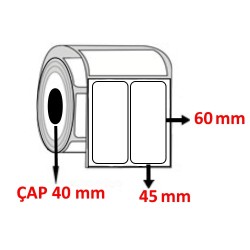 Silver Mat 45 mm x 60 mm YY2 Lİ Barkod Etiketi ÇAP 40 mm ( 6 Rulo ) 9.000 ADET