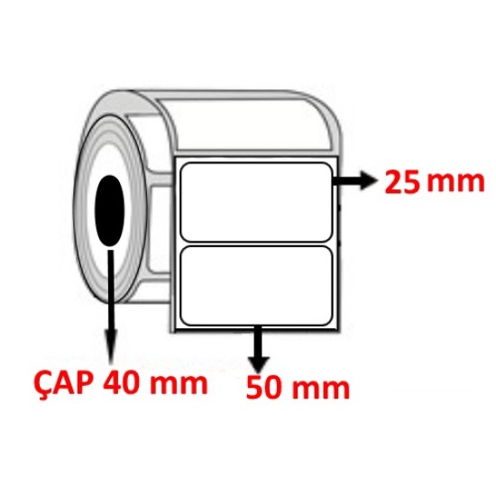 Silver Mat 50 mm x 25 mm Barkod Etiketi ÇAP 40 mm ( 6 Rulo ) 10.500 ADET