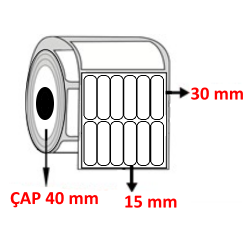 Vellum 15 mm x 30 mm YY6 LI  Barkod Etiketi ÇAP 40 mm ( 6 Rulo ) 54.000 ADET
