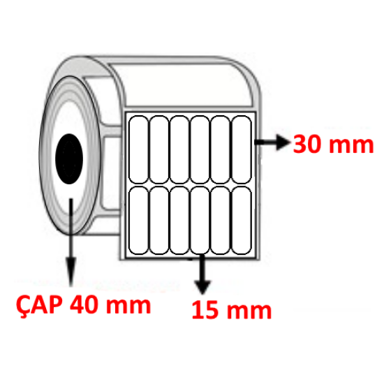 Vellum 15 mm x 30 mm YY6 LI  Barkod Etiketi ÇAP 40 mm ( 6 Rulo ) 54.000 ADET