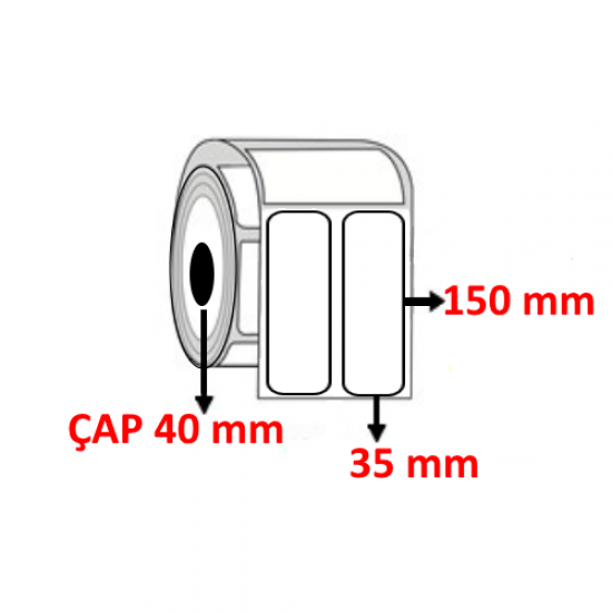 Vellum 35 mm x 150 mm YY2 Lİ Barkod Etiketi ÇAP 40 mm ( 6 Rulo ) 4.800 ADET