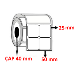 Vellum 50 mm x 25 mm YY2 Lİ Barkod Etiketi ÇAP 40 mm ( 6 Rulo ) 18.000  ADET
