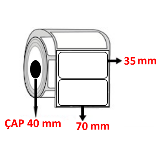 Vellum 70 mm x 35 mm Barkod Etiketi ÇAP 40 mm ( 6 Rulo ) 9.000  ADET