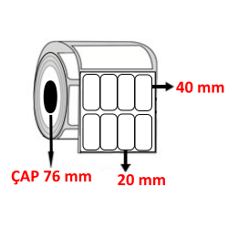 Kuşe 20 mm x 40 mm YY4 LÜ Barkod Etiketi ÇAP 76 mm ( 6 Rulo ) 84.000 ADET