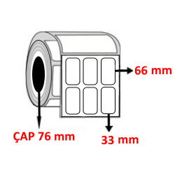 Kuşe 33 mm x 66 mm YY3 LÜ Barkod Etiketi ÇAP 76 mm ( 6 Rulo ) 36.000 ADET