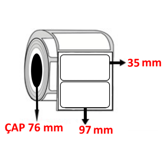 Kuşe 97 mm x 35 mm Barkod Etiketi ÇAP 76 mm ( 6 Rulo ) 27.000 ADET