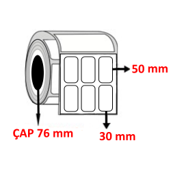 Lamine Termal 30 mm x 50 mm YY3 LÜ Barkod Etiketi ÇAP 76 mm ( 6 Rulo ) 45.000 ADET