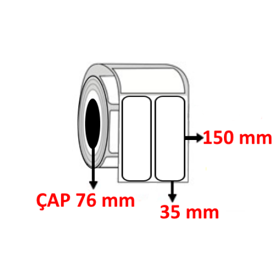 Lamine Termal 35 mm x 150 mm YY2 Lİ Barkod Etiketi ÇAP 76 mm ( 6 Rulo ) 9.000 ADET