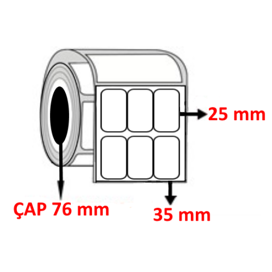 Lamine Termal 35 mm x 25 mm YY3 LÜ Barkod Etiketi ÇAP 76 mm ( 6 Rulo ) 60.000 ADET