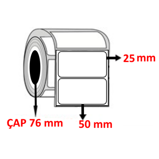 Lamine Termal 50 mm x 25 mm Barkod Etiketi ÇAP 76 mm ( 6 Rulo ) 30.000 ADET